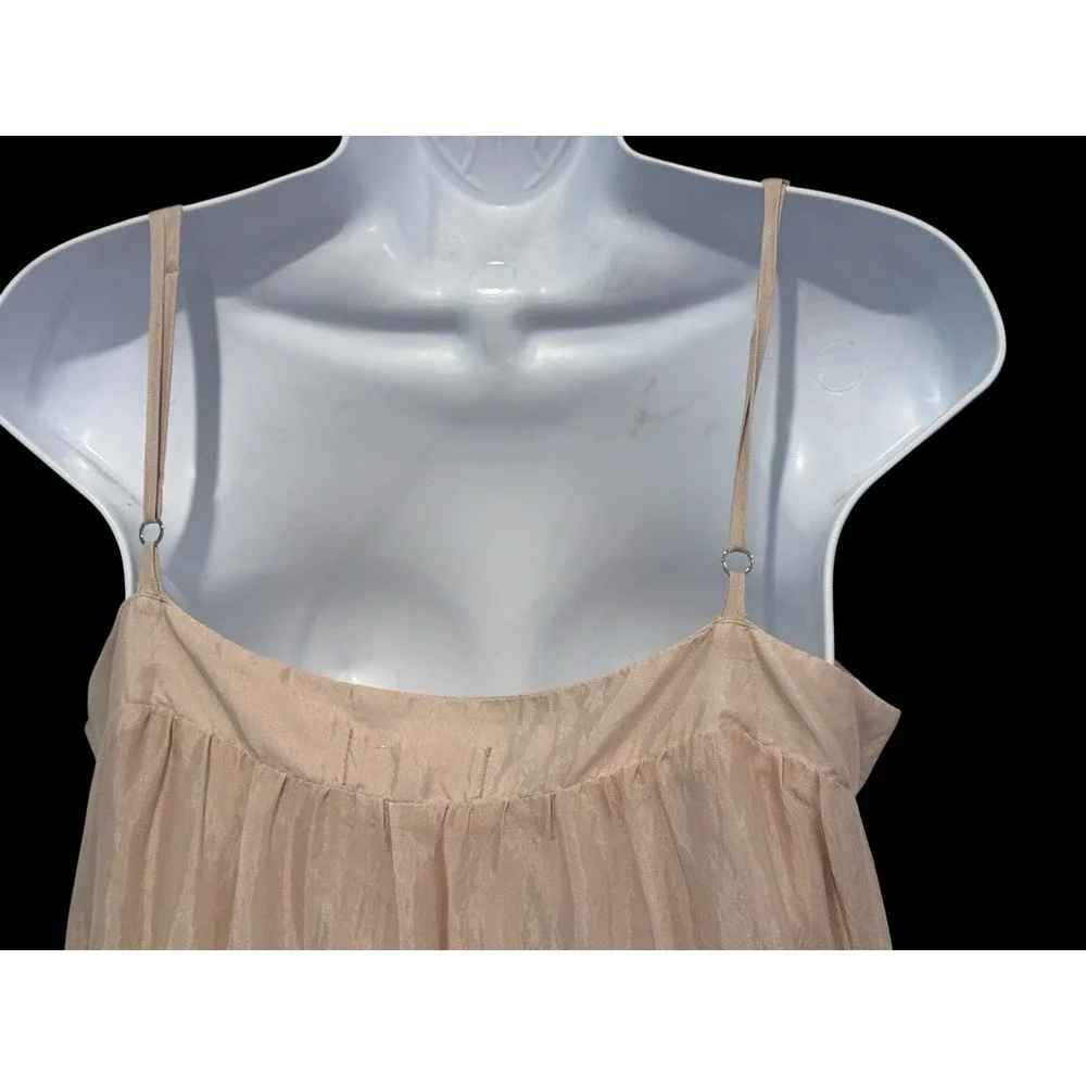 Bella Dahl Tiered Maxi Dress M Champagne Beige Silk Feel Strappy Boho Luxe